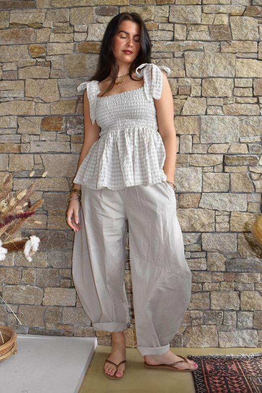 Nonni Gingham Bandeau Cami Stone